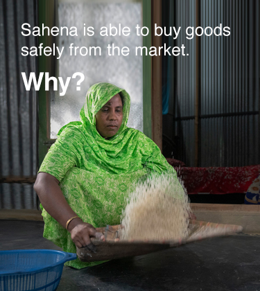 Sahena is able to buy goods safely from the market. Why?